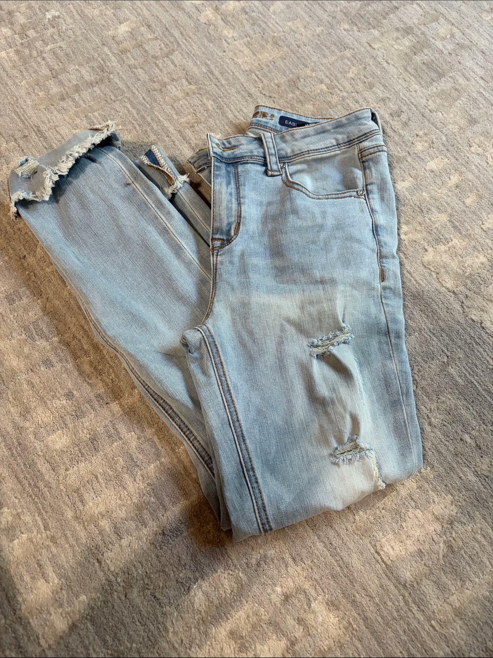 Grace Light Blue Distressed Capris